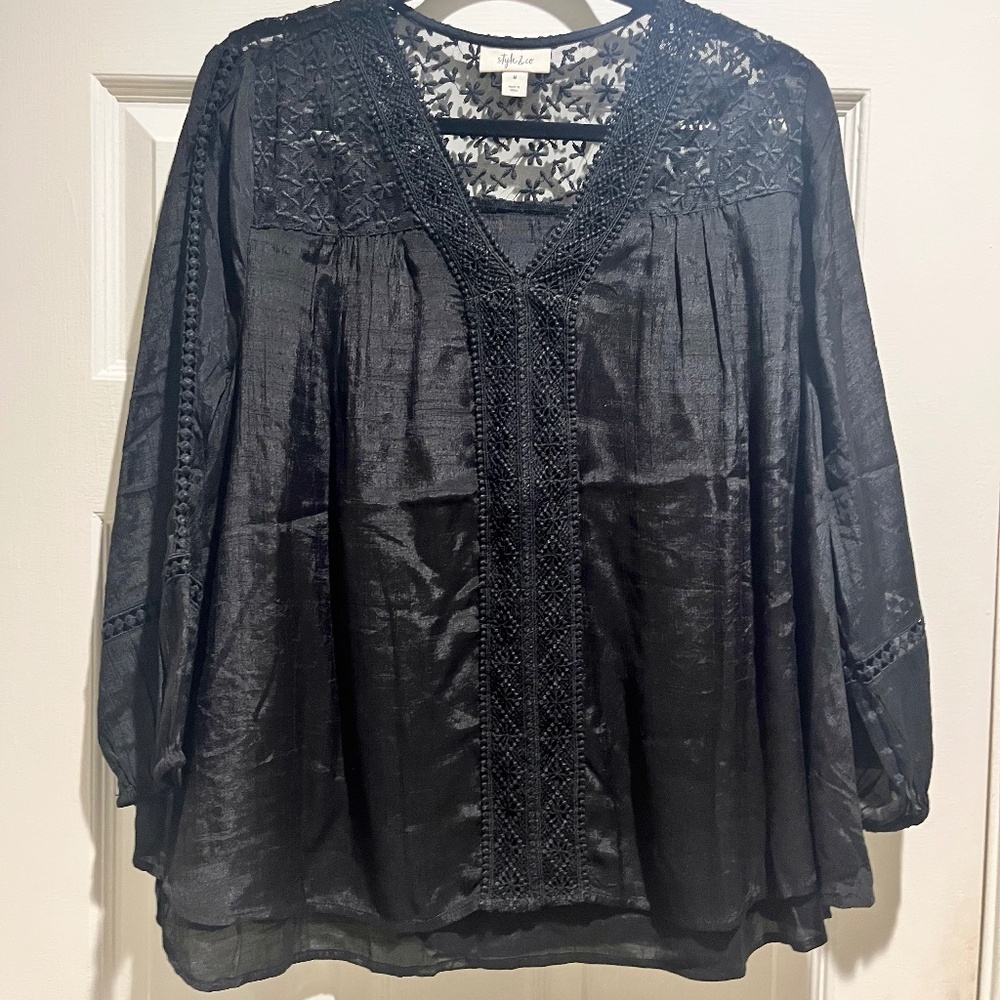 Style and Co. Women's 3/4-Sleeve Embroidered Lace Top